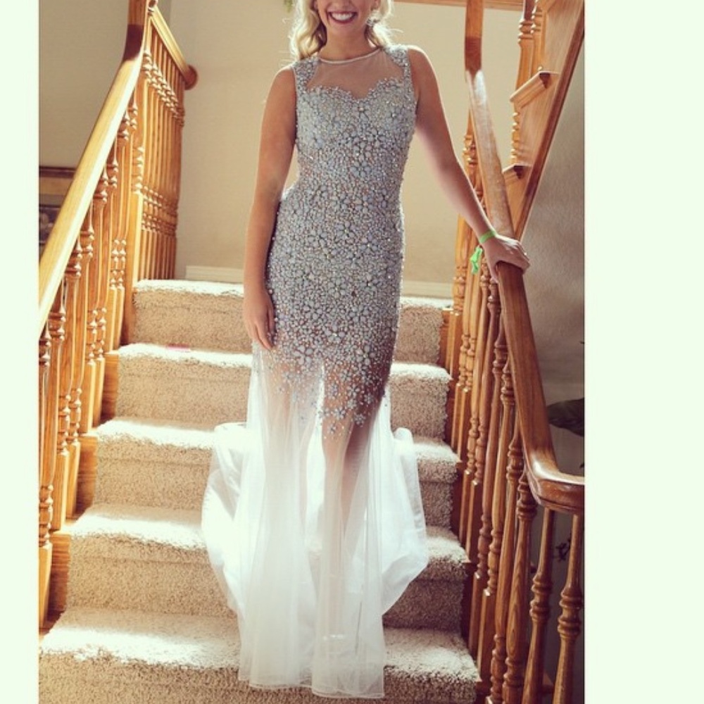 Mesh embellished gown